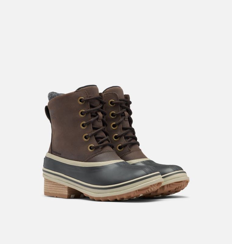 Sorel Dam Gummistövlar Svarta/Brun - Slimpack™ Iii Lace Duck Mid - UZS-407582